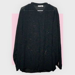 Black/metal sheer top